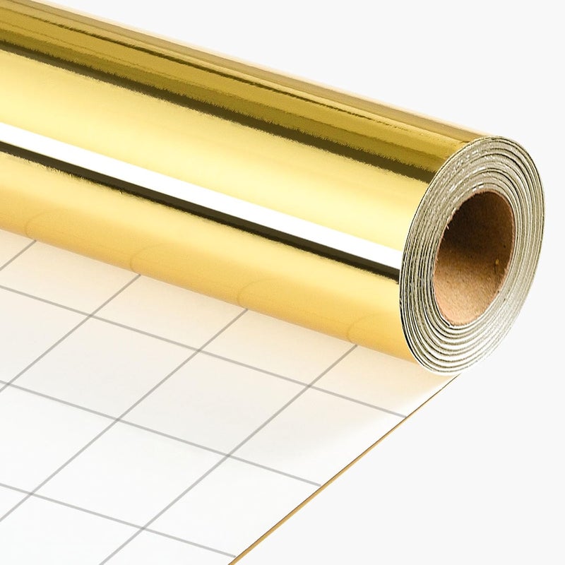 Merture Gold Wrapping Paper Roll - 17 In X 784.4 In (92.6 sqft) Metallic Gold Solid Color Gift Wrap with Grid Cutting Lines for Christmas, Wedding, Birthday, Valentines Day, Mothers Day, Baby Shower - Image 1